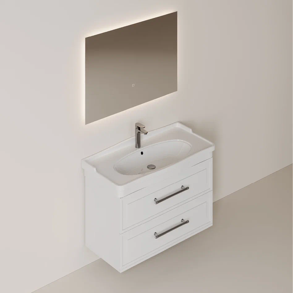 Onika Тумба с раковиной Элисан 105 подвесная белая – фотография-13