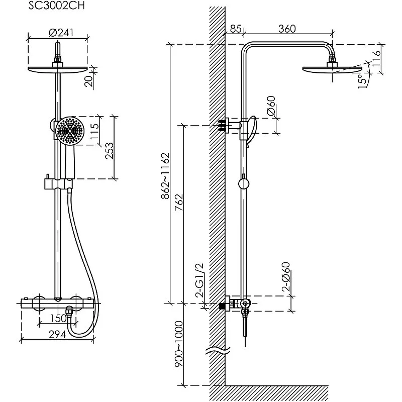 Sancos Душевая система Game с термостатом чёрный матовый SC3002MB – фотография-4