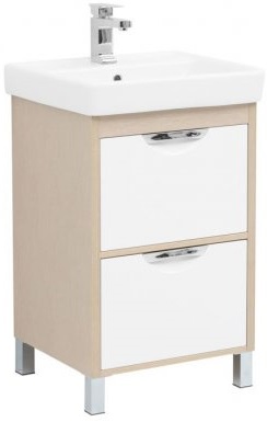 Aquanet Тумба с раковиной Гретта 55 new 2 ящика, светлый дуб – фото-1