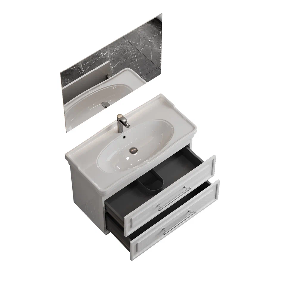 Onika Тумба под раковину Элисан 105 подвесная белая – фотография-14