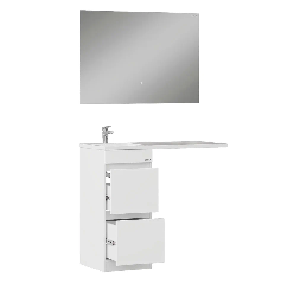 Onika Тумба с раковиной Милтон 38 напольная под стиральную машину белая – фотография-12