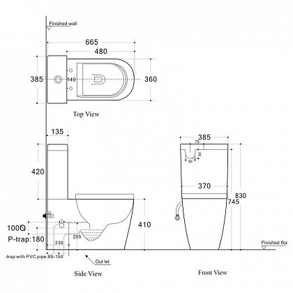 Aquanet Унитаз-компакт Rimless Atago-C1 BL-104N-TPT – фотография-6
