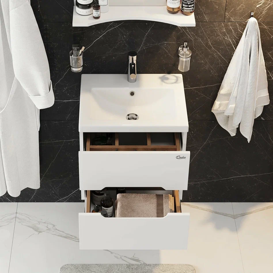 Onika Тумба с раковиной Айленд 50 подвесная белая – фотография-9