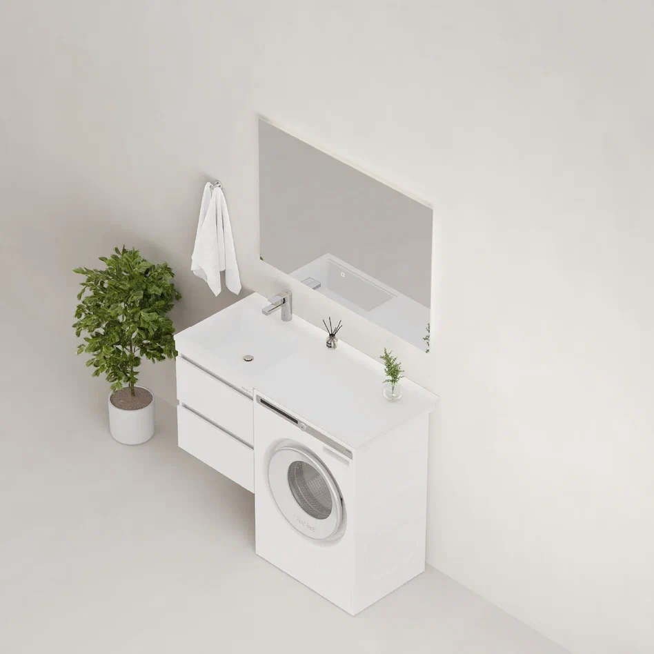 Onika Тумба под раковину Флэтон 38 подвесная под стиральную машину белая – фотография-7