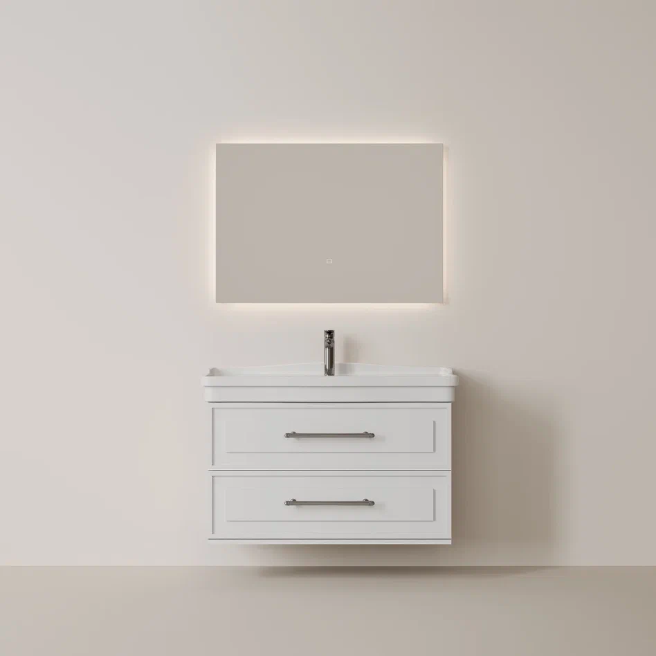 Onika Тумба с раковиной Элисан 105 подвесная белая – фотография-12