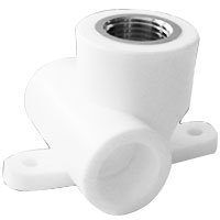 Политэк Угольник PPR белый с креплением ВР 25 х 1/2" (437409) – фотография-1