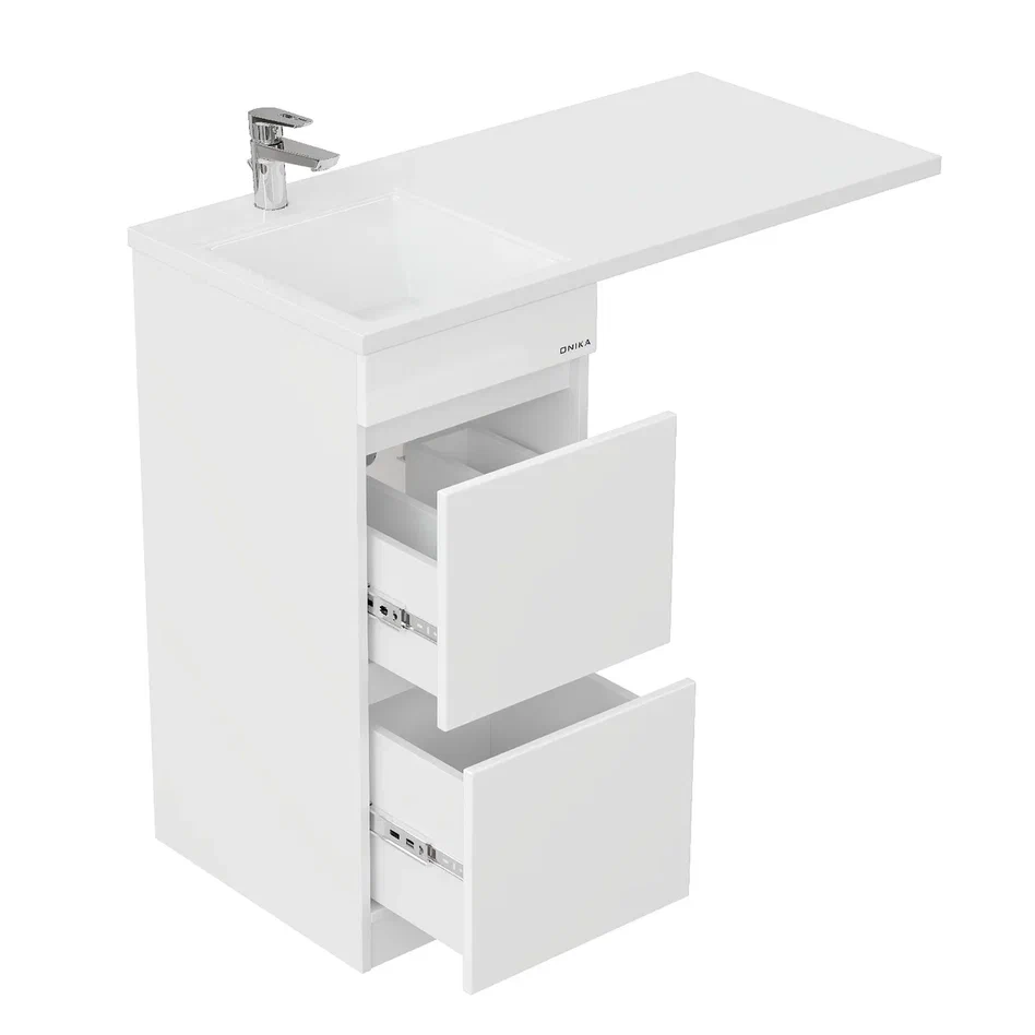 Onika Тумба с раковиной Милтон 38 напольная под стиральную машину белая – фотография-9