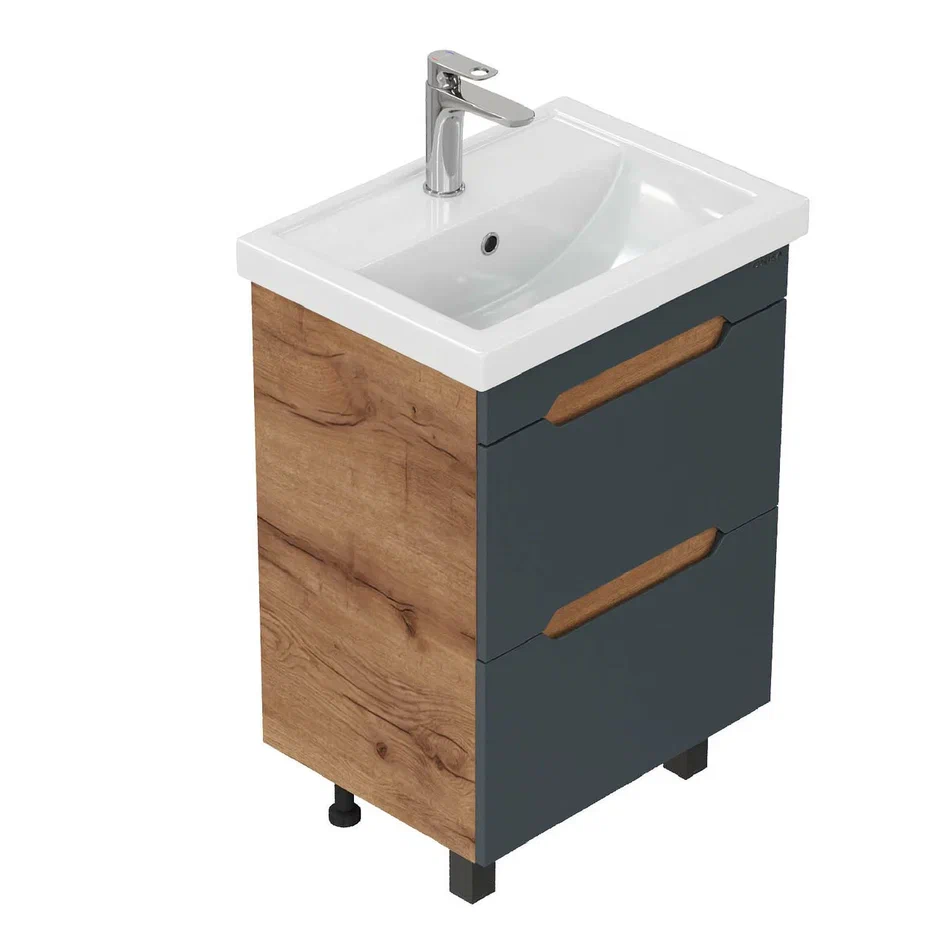 Onika Тумба под раковину Айленд 50 напольная графит/дуб крафт золотой – фотография-8