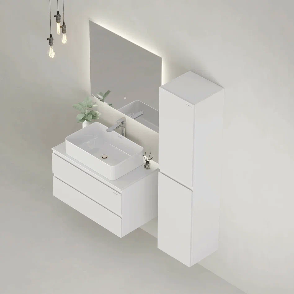 Onika Тумба с раковиной Алеста 80 подвесная белая – фотография-13