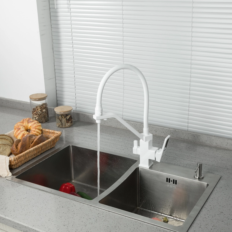 Frap Смеситель для кухни 35k G4317-8 белый/хром – фотография-2