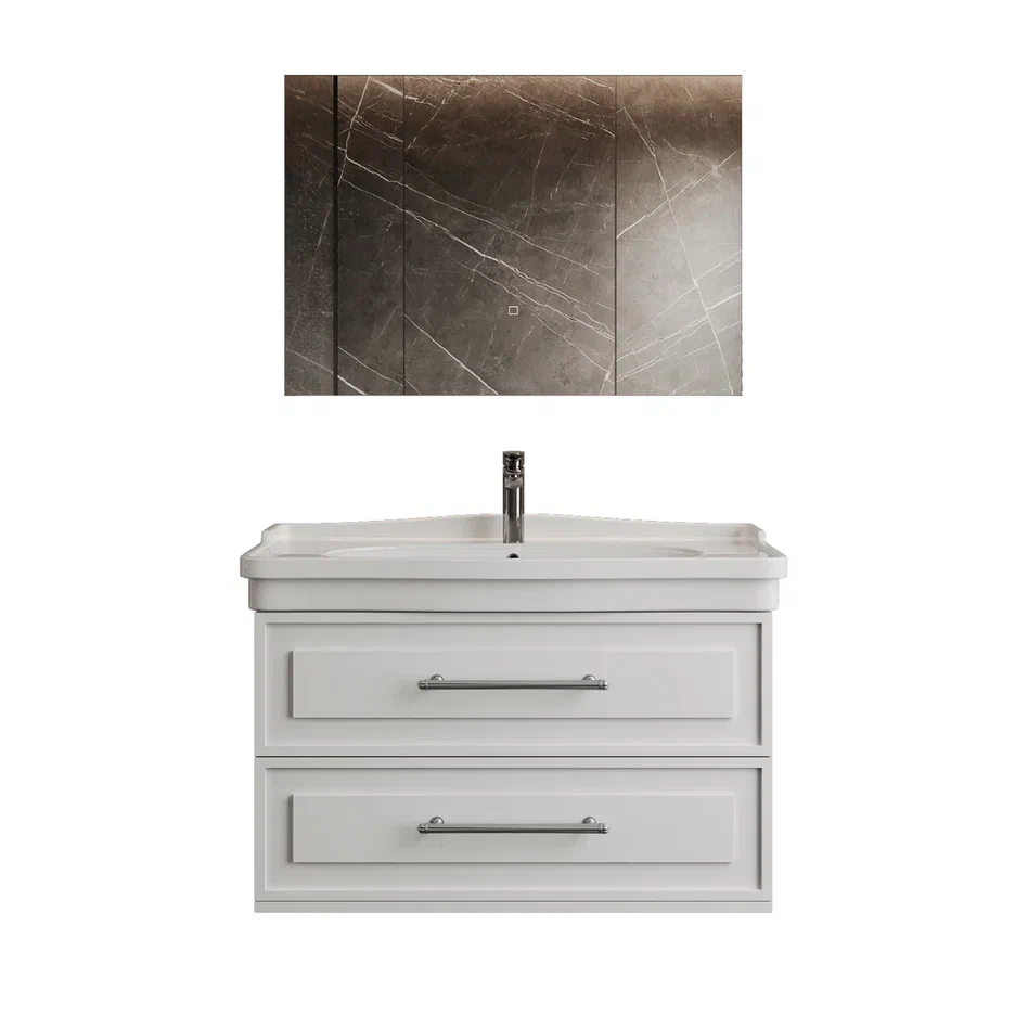 Onika Тумба с раковиной Элисан 105 подвесная белая – фотография-15