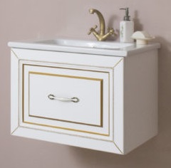 Атолл Тумба с раковиной Валери 60 белая/золото – фотография-1