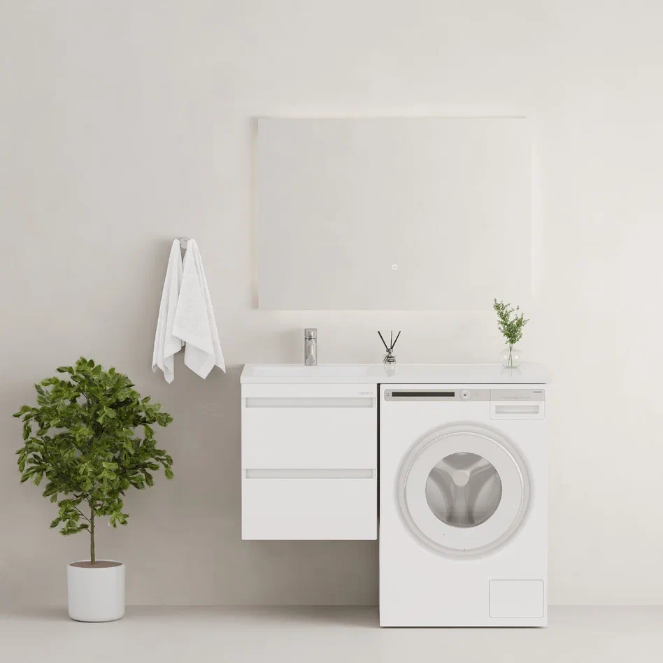 Onika Тумба с раковиной Флэтон 38 белая раковина Марсал 100 левая чаша – фотография-9