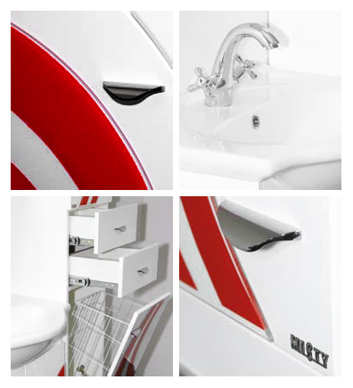 Misty Тумба с раковиной Каролина 60 3 ящика L красное стекло – картинка-3