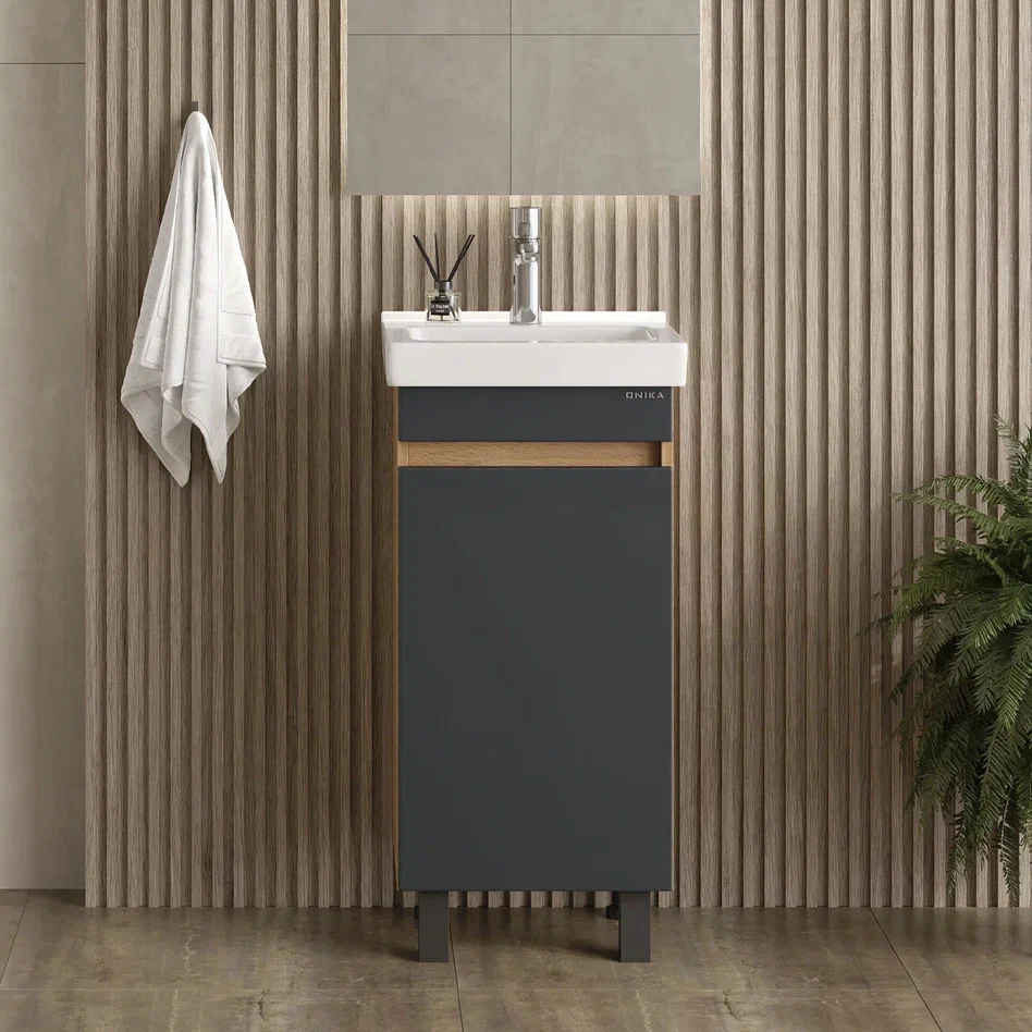 Onika Тумба с раковиной Милтон Квадро 40 графит/дуб сонома – фотография-4