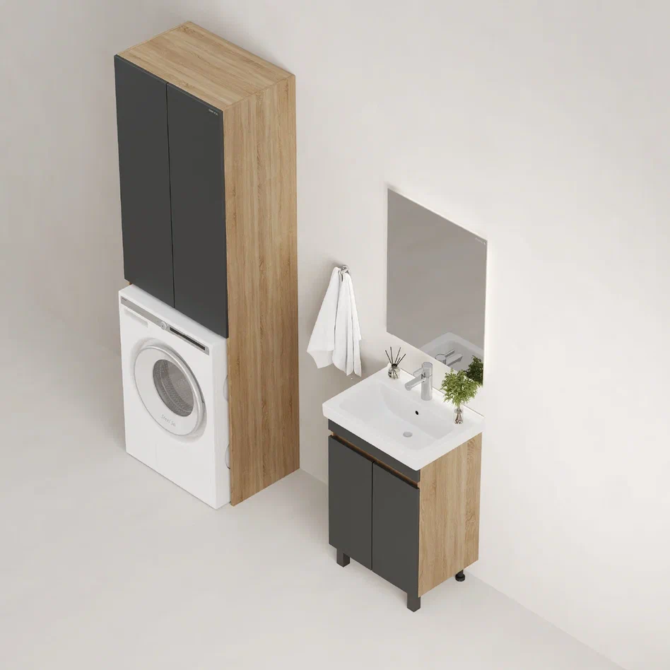 Onika Тумба с раковиной Милтон Квадро 55 графит/дуб сонома – фотография-8