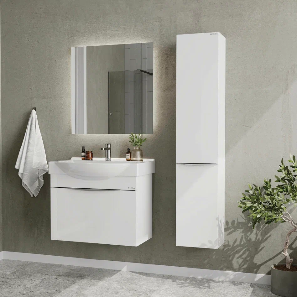 Onika Тумба с раковиной Навиа 80 подвесная белая – фотография-5