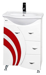 Misty Тумба для умывальника Каролина 60 3 ящика L красное стекло – фото, картинка, фотография-1