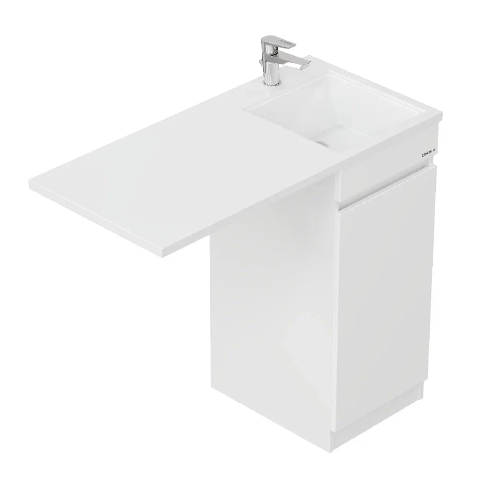 Onika Тумба с раковиной Милтон Нова 38 напольная под стиральную машину белая – фотография-10