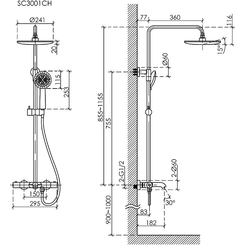 Sancos Душевая система Game с термостатическим смесителем чёрный матовый SC3001MB – фотография-5