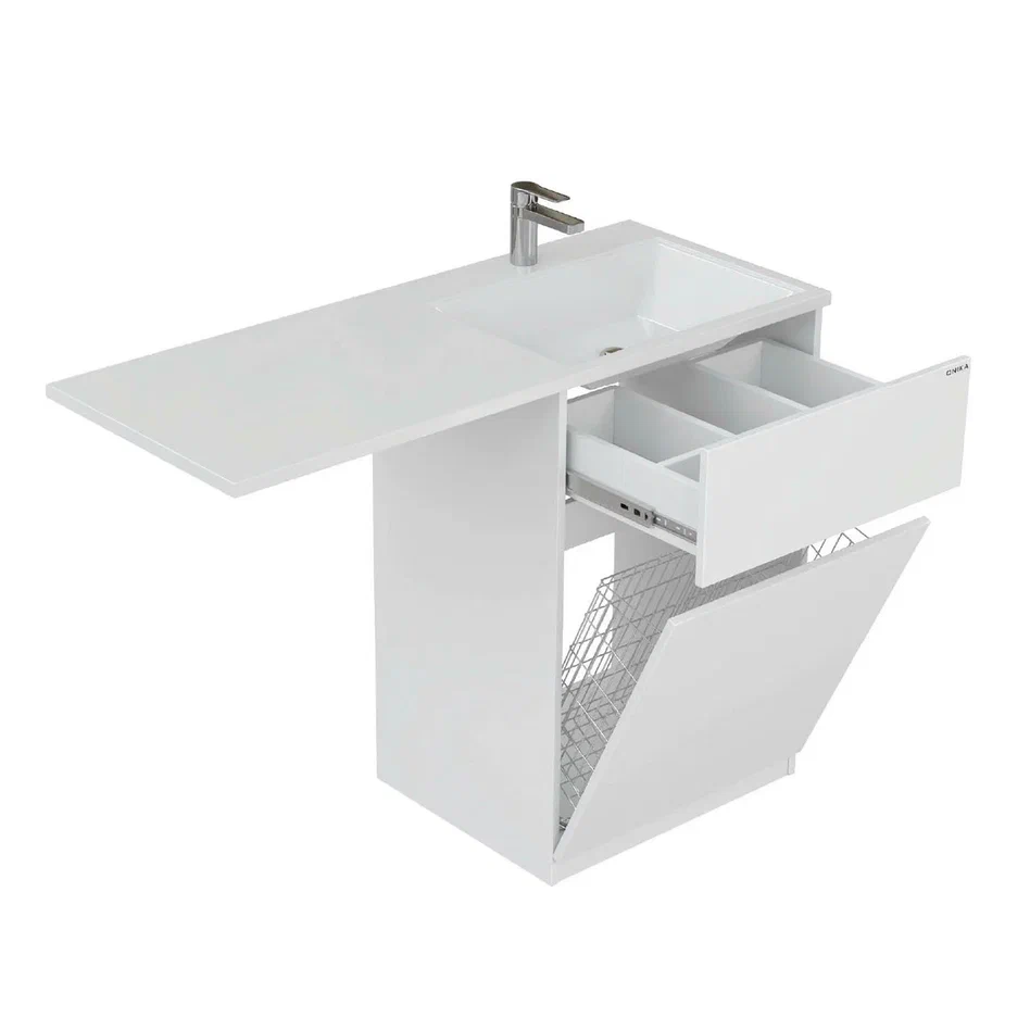 Onika Тумба под раковину Сорго 58 напольная под стиральную машину белая – фотография-9