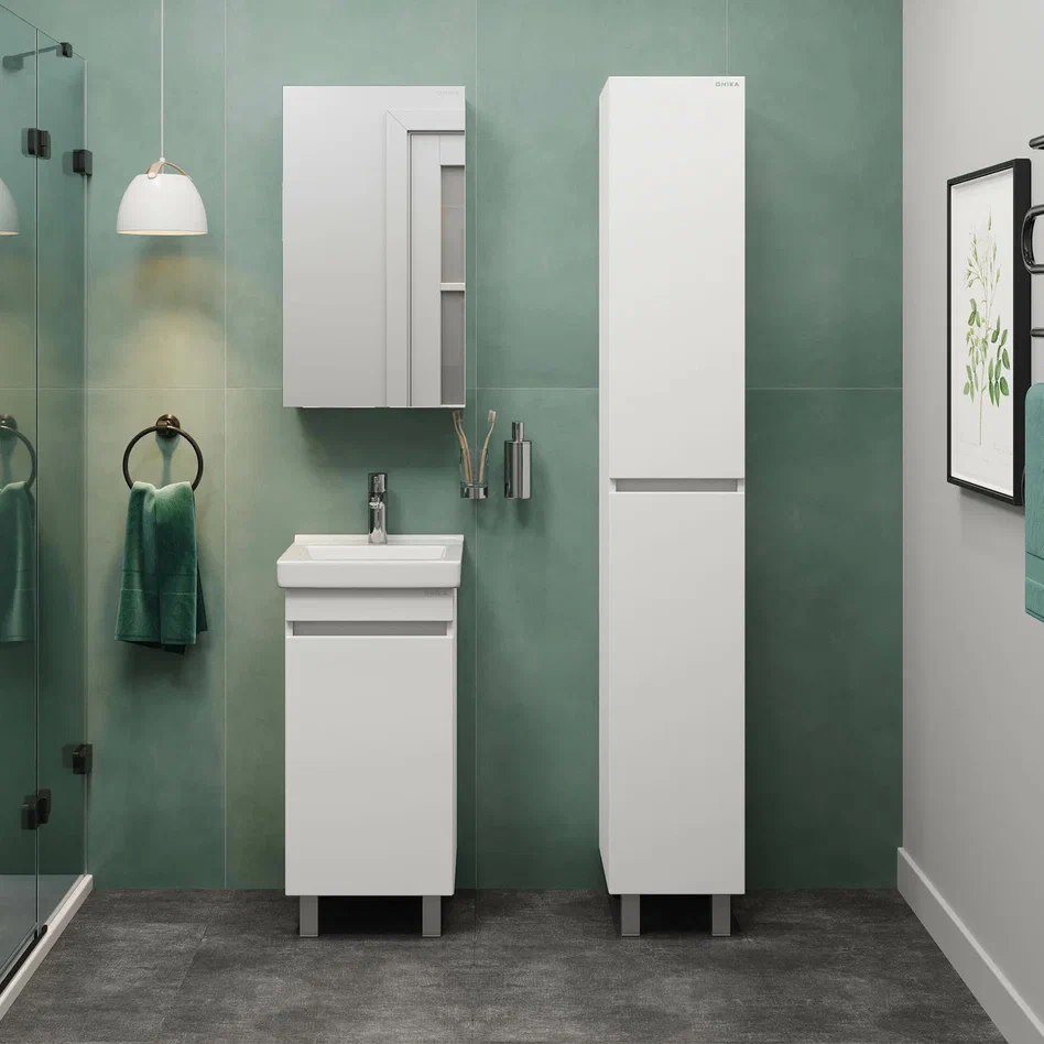 Onika Тумба под раковину Милтон Квадро 40 напольная белая – фотография-4