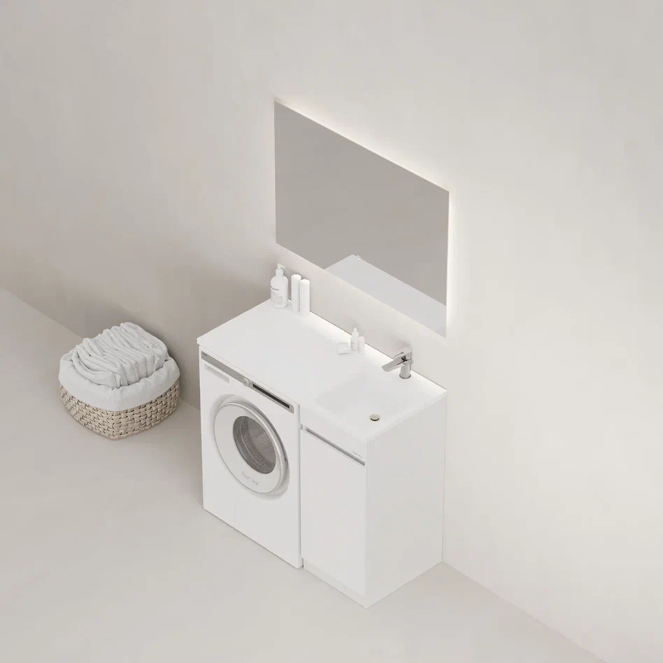 Onika Тумба под раковину Милтон Нова 38 напольная под стиральную машину белая – фотография-9