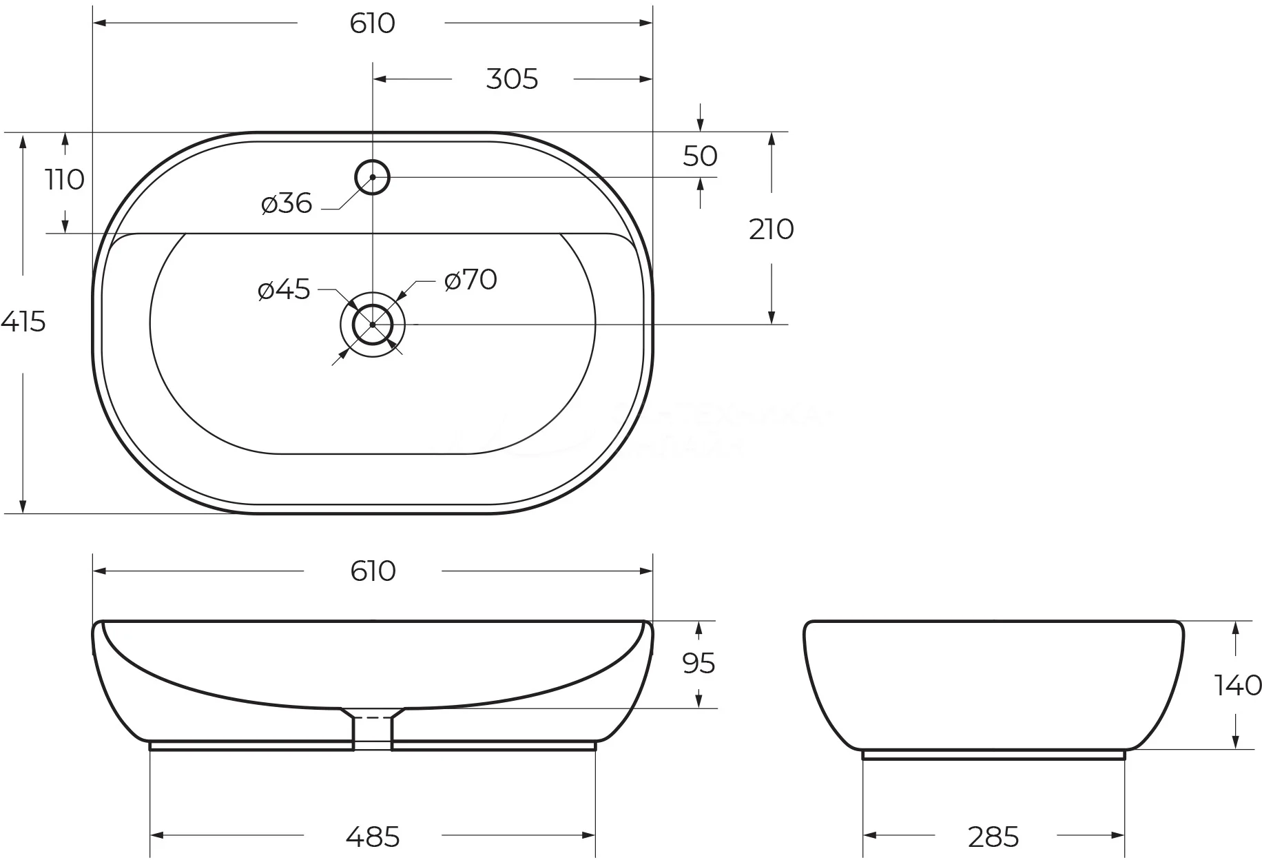 BelBagno Накладная раковина 61/41 BB1346 – фотография-4