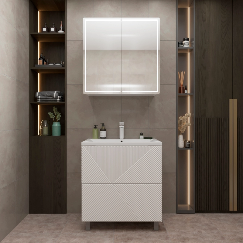 Mixline Зеркальный шкаф Вектор 80 белый – фотография-6