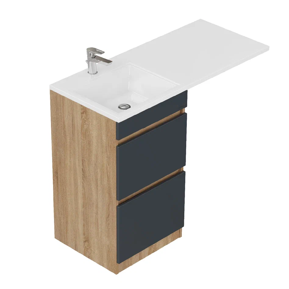 Onika Тумба под раковину Милтон 58 напольная под стиральную машину графит/дуб сонома – фотография-10