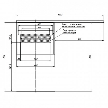 Aquanet Тумба с раковиной Токио 110 L подвесная – фотография-12