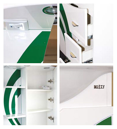 Misty Тумба с раковиной Каролина 60 3 ящика L зеленое стекло – фотография-4