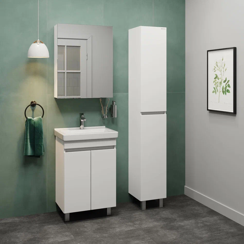 Onika Тумба с раковиной Милтон Квадро 55 напольная белая – фотография-4