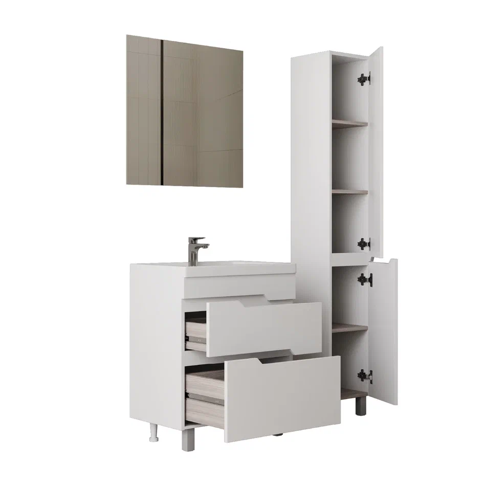 Onika Тумба с раковиной Ламина 70 напольная белая – фотография-11