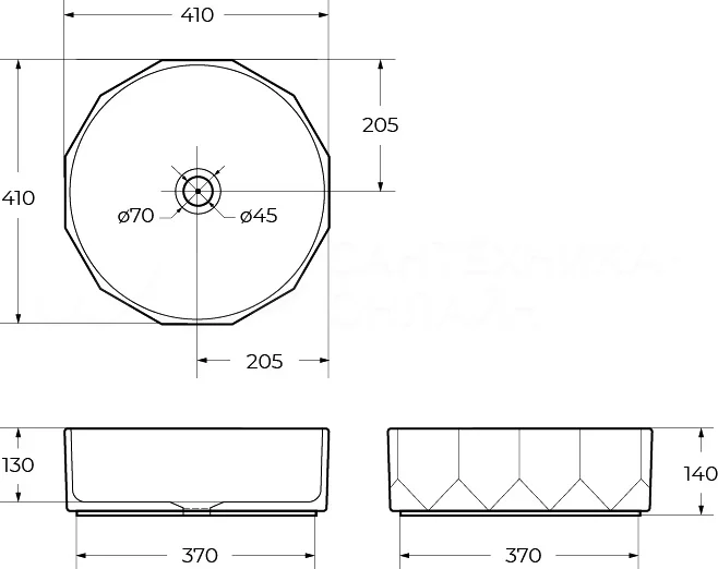 BelBagno Накладная раковина 41/41 BB1409H301 – фотография-3