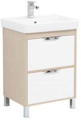 Aquanet Тумба с раковиной Гретта 60 new 2 ящика, светлый дуб – фото-1