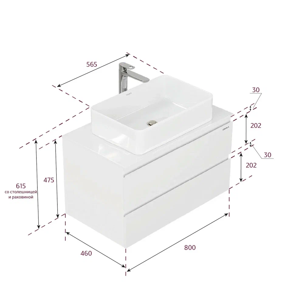 Onika Тумба с раковиной Алеста 80 подвесная белая – фотография-17