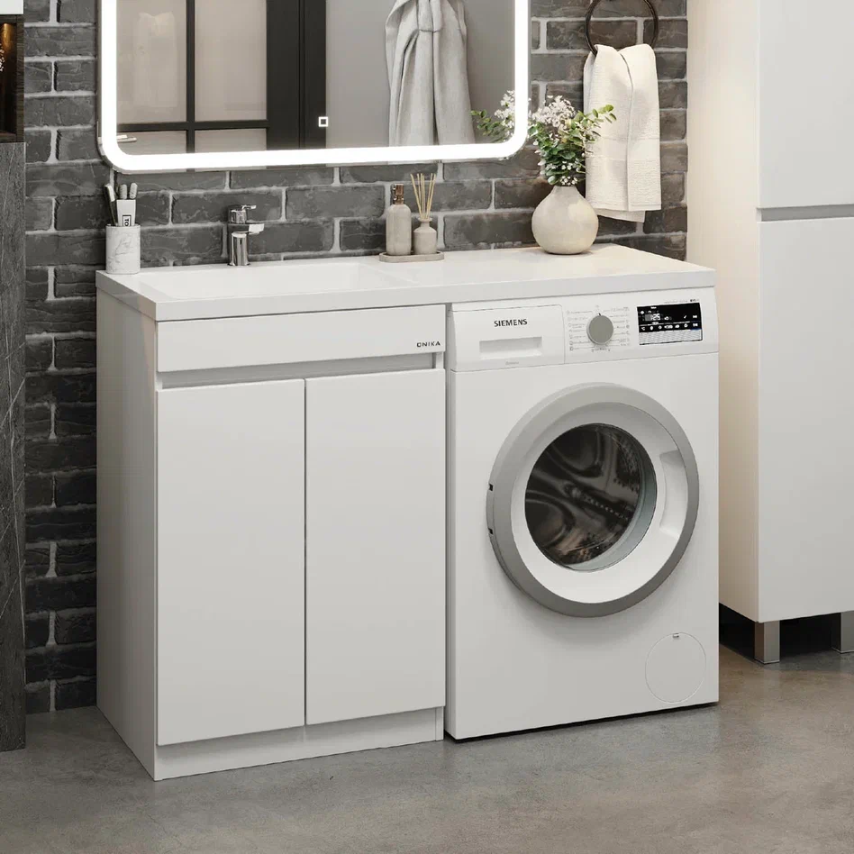 Onika Тумба под раковину Милтон Нова 48 напольная под стиральную машину белая – фотография-3