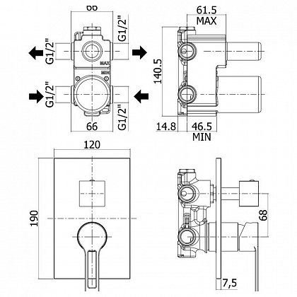 Paffoni Смеситель для душа West WS018CR (с внутренней частью) – фотография-2