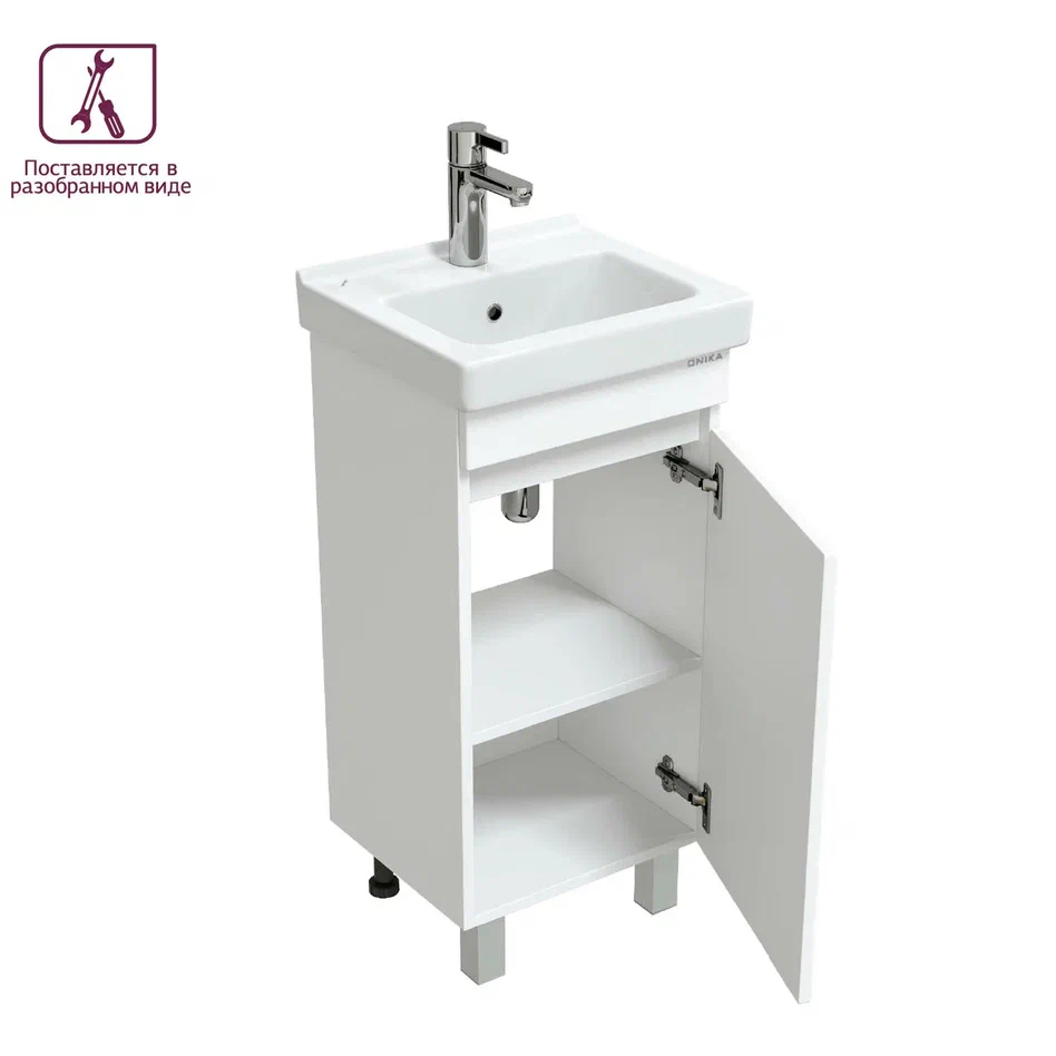 Onika Тумба с раковиной Милтон Квадро 40 напольная белая – фотография-8