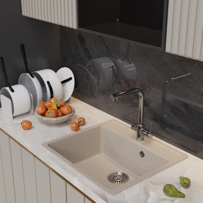 Mixline Мойка кухонная ML-GM15 бежевая – фотография-5