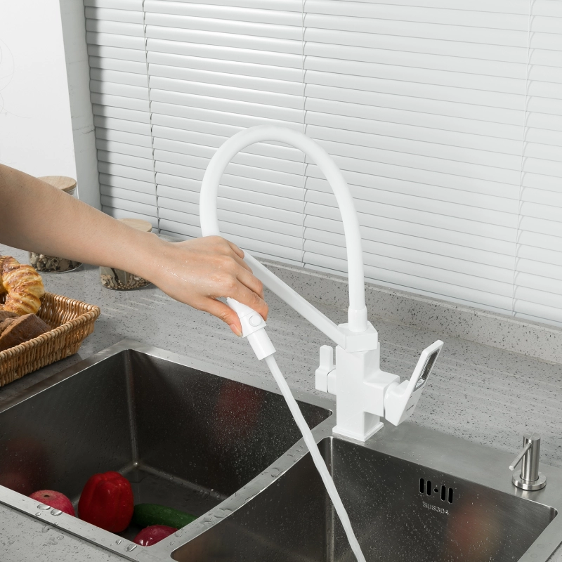 Frap Смеситель для кухни 35k G4317-8 белый/хром – фотография-3