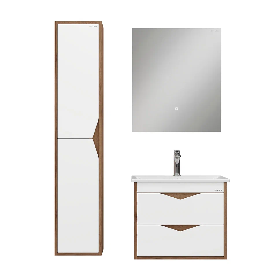 Onika Тумба под раковину Трианта 60 подвесная белая/дуб крафт золотой – фотография-10