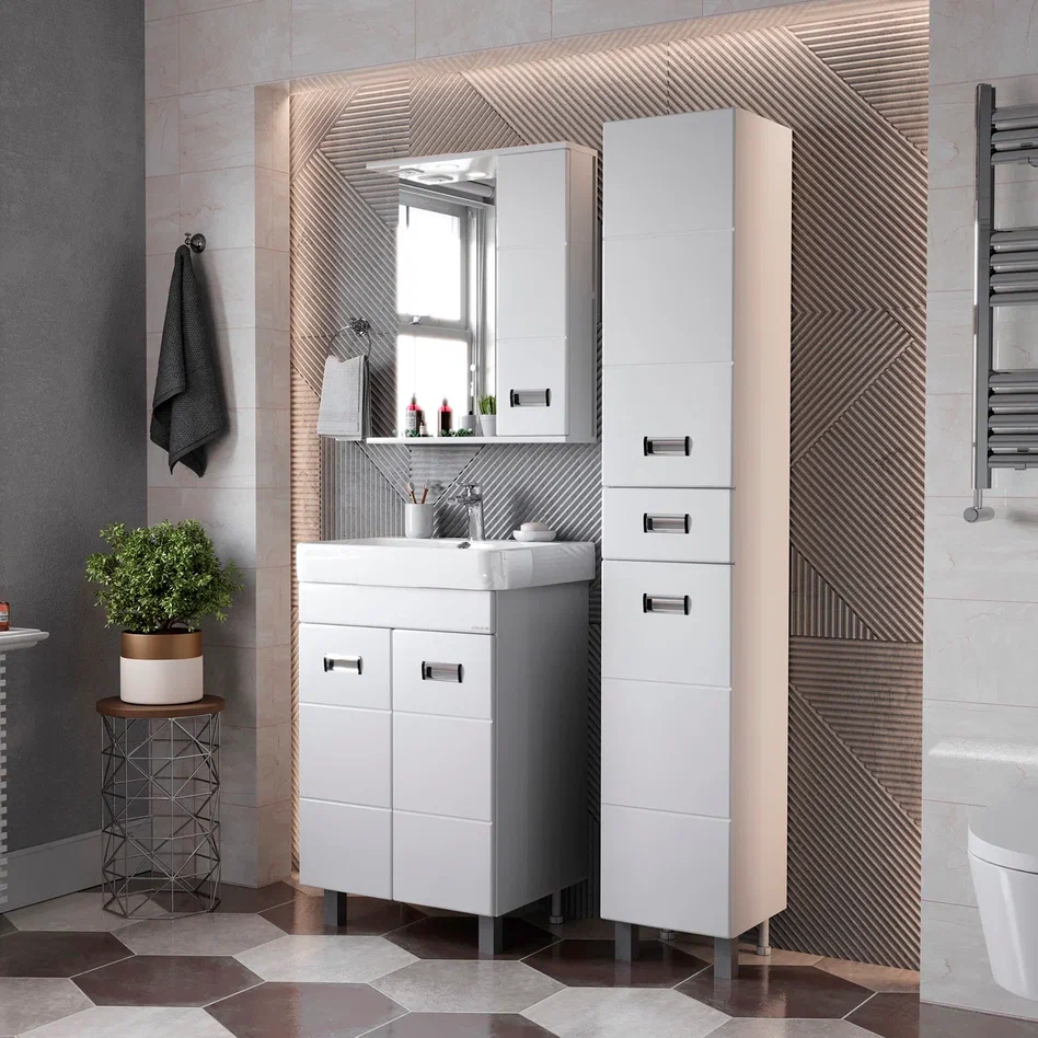 Onika Тумба с раковиной Балтика-Квадро 55 напольная белая – фотография-5