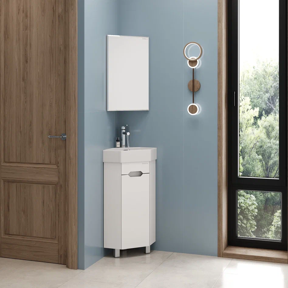 Onika Тумба под раковину Айленд 35 напольная белая угловая – фотография-6