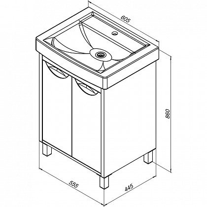 Aquanet Комплект мебели Гретта 60 new 2 двери, белый – картинка-9
