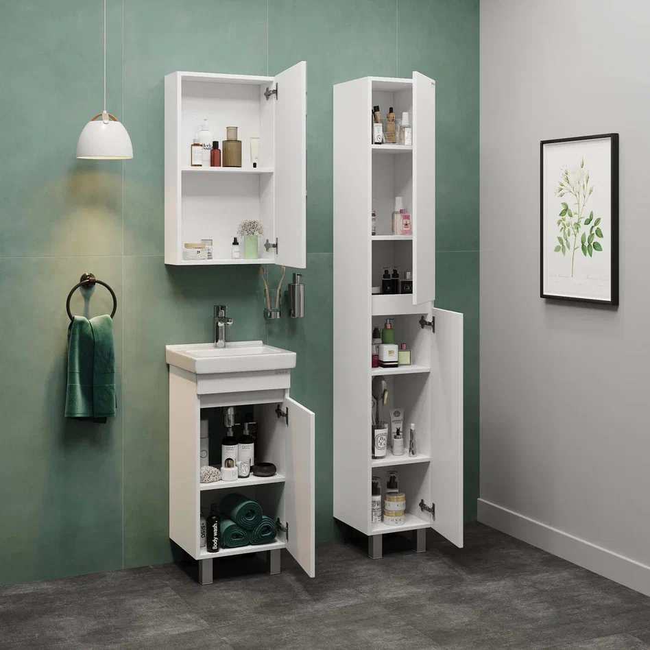 Onika Тумба с раковиной Милтон Квадро 40 напольная белая – фотография-6