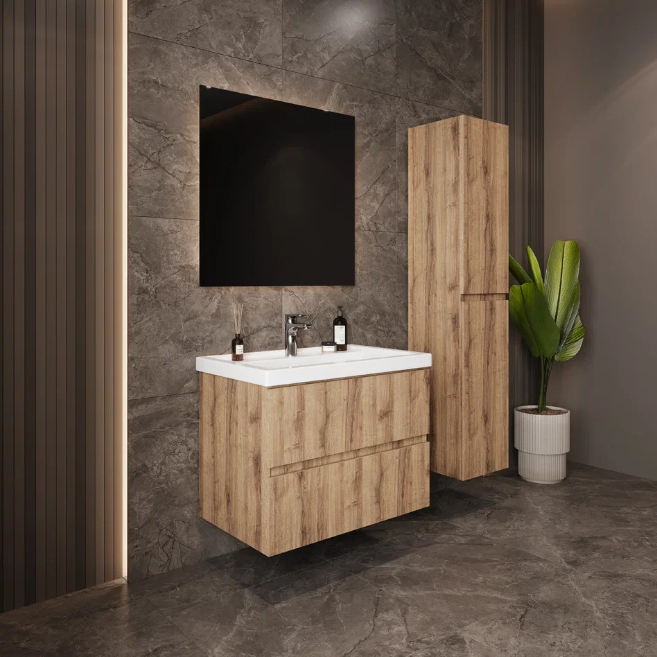 Onika Тумба с раковиной Дарон 80 подвесная дуб крафт золотой – фотография-4