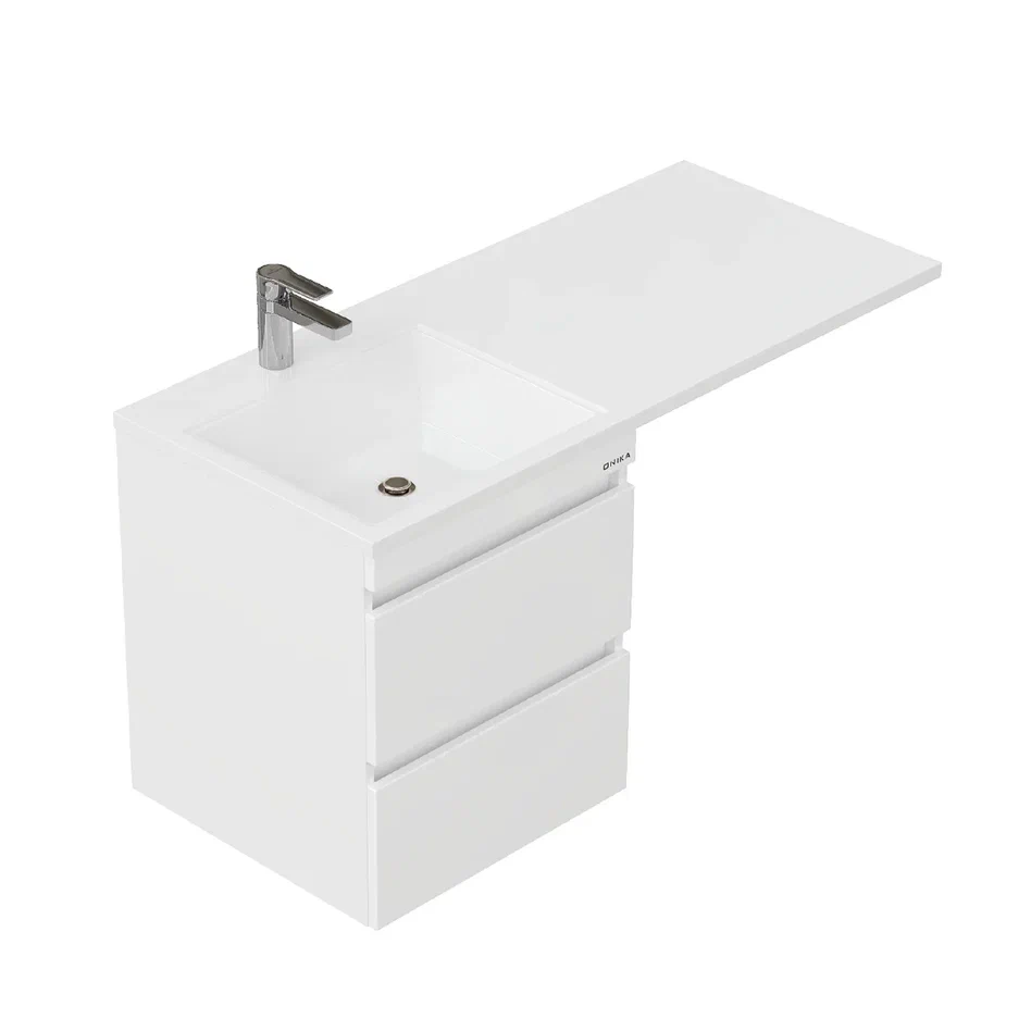 Onika Тумба под раковину Флэтон 58 подвесная под стиральную машину белая – фотография-9