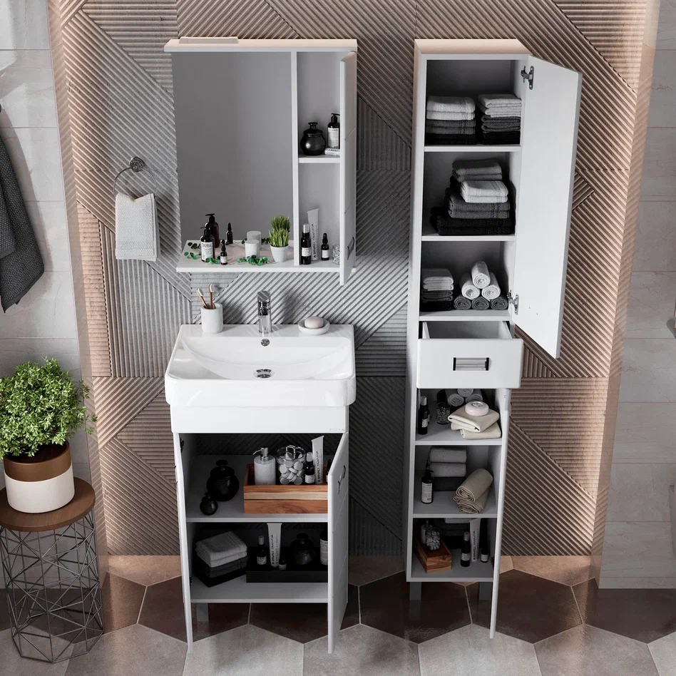 Onika Тумба под раковину Балтика-Квадро 60 напольная белая – фотография-8